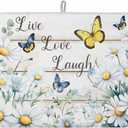 Dish Drying Mat for Kitchen, Pastoral Daisy and Butterfly White Wood Grain Absorbent Kitchen Counter Mat, Dish Drying Pad for Dishes, Utensils, Pots and Camping, 18"x24"(1 Panel)