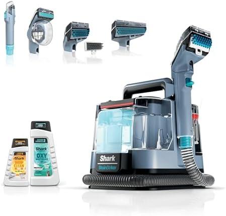 Shark Carpet Cleaner Machine, Portable Upholstery StainStriker, Spot, Odor & Stain Remover, 2 Carpet Cleaner Solutions, 4 Tools, Perfect for Pet Hair, Carpet, Area Rugs, Couches, Nordic Blue, PX202BRN
