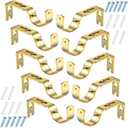 Frienda 10 Pcs Gold Electroplated Curtain Rod Support Brackets Adjustable Curtain Rod Hangers for 1 Inch Diameter General Hardware Holders Wall Bracket Hanger Hooks with Screws