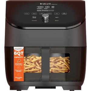 Instant Pot Vortex Plus 6QT ClearCook Air Fryer, Clear Windows, Custom Program Options, 6-in-1 Functions, Crisps, Broils, Roasts, Dehydrates, Bakes, Reheats, from the Makers of Instant Pot, Black, 6 Quarts