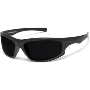 MAXJULI Z87 Sports Sunglasses for Men Women TR90 Ultralight UV400 Protection Glasses 8702 (Black/Super Dark)