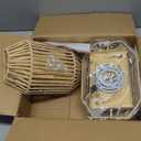 Natural Rattan Wall Sconce Set of 2, with Boho Woven Wicker Shade Antique Brass Brush Paint Finish for Vanity Stairway Fireplace Living Room Bedside Passway Hallway (Hardwired Type 1)