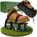 Lawn Aerator Shoes, Pre-Installed Two-Layer Spike Aerator Shoes Tool with Hook-and-Loop Adjustable Straps, Durable and Self-Cleaning for Patio Garden Soil and Plat Grassland, B & S