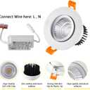 3 Inch LED Recessed Downlight, 5W COB Ceiling Light with Driver, 3000K/4000K/6000K, CRI92, 410lm, 50W Halogen Bulb Equivalent Lighting Fixture, FCC Certification (6 Pack - Round)