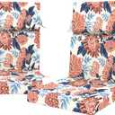 DYTXIII Outdoor High Back Chair Cushions Set of 2, 44"x22" Water Repellent Patio Seat Cushions with Elastic Sponge, All Weather Chair Pads for Rocking, Dining Chairs, Patio Furniture - Ruby Flower, 44”x22”x3”