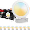 5 Inch LED Recessed Ceiling Light, Dimmable Canless Wafer Downlight, 7CCT 2700K-6500K for Kitchen Living Room Basement Bathroom, Ultra Thin with Junction Box, Damp-Rated 8 Pack