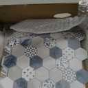 The Tiles Plaza 10-Sheet Peel and Stick Backsplash, Blue Cement Hexagon Stone Composite Marble Looks Self Adhesive Wall Tile, Stick On Tiles for Kitchen Bathroom Shower, Cover 9 Sq Ft. (11.3" x 11.4")