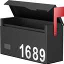 Uniclife Mailboxes for Outside, Wall Mount Mailbox with Flag and Mailbox Number Stickers, Large Metal Mail Box for House, Modern Post Box for Outdoor Office Home, (No Locking Mechanism)