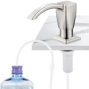 GAGALIFE Kitchen Sink Soap Dispenser Brushed Nickel, Built in Soap Dispenser for Kitchen Sink with 40" Silicone Extension Tube Kit,(ABS Plastic) in Sink Soap Dispenser Pump, LT001BN-G