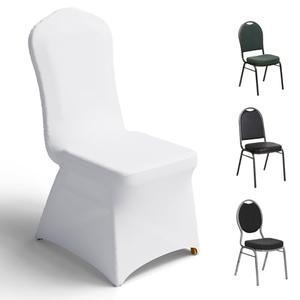 Blxsif Spandex Banquet Chair Covers 10PCS - Party Dining Chairs Cover Stretchy Slipcovers for Wedding Decor Birthday Event(White)