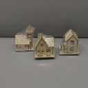 BESPORTBLE Wooden Christmas Village Houses Set of 3 - LED Light Up Mini Houses for Holiday Decor, 2025 New Rustic Farmhouse Christmas Decorations, Indoor Tabletop Decor for Home, Office, Mantel