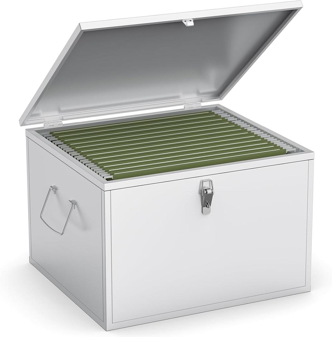 TOPCJ Legal/Letter Lockable Heavy Duty Hanging File Box,Metal File Cabinet,File Organizer Box,Storage Box,Multifunctional Secure Organizer for Office Supplies,Documents,Private Valuables Home Office