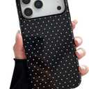 Compatible with iPhone 17 Pro Max Case, Fashion Cute Polka Dot Pattern Aesthetic Design for Women, Soft TPU and Hard Back Shockproof Phone Case for iPhone 17 Pro Max 6.9 inch, Black