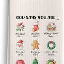 Christian Christmas Kitchen Towels, Religious Christmas Decor Dish Tea Towels, God Says You are Inspirational Bible Verses Xmas Decorative Hand Towels for Bathroom Decor, 16X24In