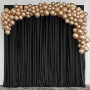 Black Backdrop Curtains for Wedding Parties, 10x10FT Wrinkle Free Photo Backdrop Curtains for Wedding Birthday Party Baby Shower, Fabric Drape with Rod Pockets 5ft x10ft, 2 Panels