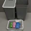 Bathroom Trash Can with Lid, Slim Bathroom Trash Can, Mini Plastic Garbage Basket with Press Lid, Suitable for Living Room, Bedroom, Kitchen (Gray)