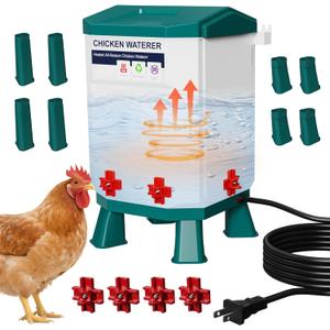 Nexum Heated Chicken Waterer - 2 Gallon Winter-Proof Poultry Drinker with Nipples and Stand, Auto Thermostat for Chickens, Ducks & Quail - Freeze-Resistant, Easy Fill (Blue, 3 Gallon)