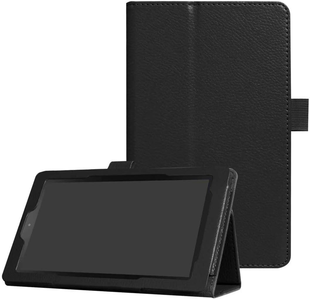 Tablet Cover for Amazon Kindle Fire 7 5th Generation(Model:SV98LN,2015 Release),Ultra Slim Folio Stand Lightweight Leather Case for Kindle Fire HD7 5th Gen 7" (Li-Black)
