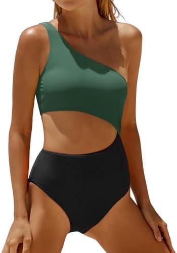 Women's One Piece Swimsuit- One Shoulder Bathing Suit Cutout Tummy Control Swimwear Size S