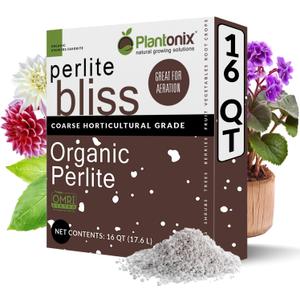 Perlite Bliss (16 Qts) - Organic Perlite for Plants - Coarse Perlite Bulk Soil Amendment - Chunky Perlite for Plants, Potting Soil, Garden Soil, & Coco Coir - Horticultural Perlite for Gardening
