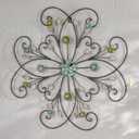 Phaxth 24" Metal Flower Wall Art Decor with Rust Leaf, Large Scroll Outdoor Wall Art Decor