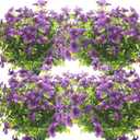 Grunyia 10 Bundles Artificial Flowers Outdoor UV Resistant Fake Flowers No Fade Faux Plants Garden Porch Window Box Decorating (Purple)
