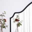 Chende Black Arched Mirror, 36'' x 24'' Decorative Wall Mirror with Wooden Frame, Modern Scalloped Mirror for Entryway, Living Room, Fireplace