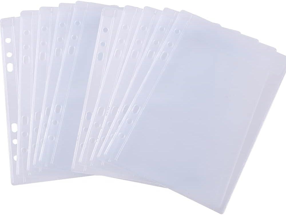 CYFUN DESIGN 10 Sheet Binder Pockets Sleeves Bags A5 Size 6 Hole Binder Folder for Dies and Stamps Storage,Waterproof PVC Clear Bags Protectors for Cutting Dies Stencil Album Stamp Crafts