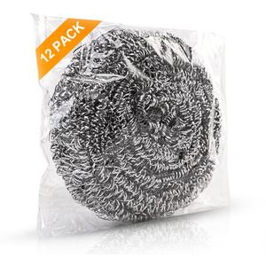 12Pack Upgraded Steel Wool Scrubbers - Premium Stainless Steel Scrubber, Metal Scouring Pads, Steel Wool Pads, Kitchen Cleaner, Heavy Duty Cleaning Supplies - Especially for Tough Cleaning