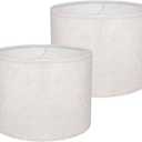 Beige Lamp Shades Set of 2, Medium Drum Lamp Shade 13"Top x 13"Bottom x 10"High(Spider), Lampshades Replacement for Table Lamps Floor Lamps, Natural Linen Hand Crafted, Easy Assembly Required