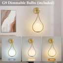 Gold Wall Sconces Set of Two with G9 Bulbs, Mid Century Modern Glass Wall Sconce Set of 2 Hardwired Globes Light Fixture Brass Mounted Lamps for Elegant Vanity Living Room Bedroom Bathroom Hallway