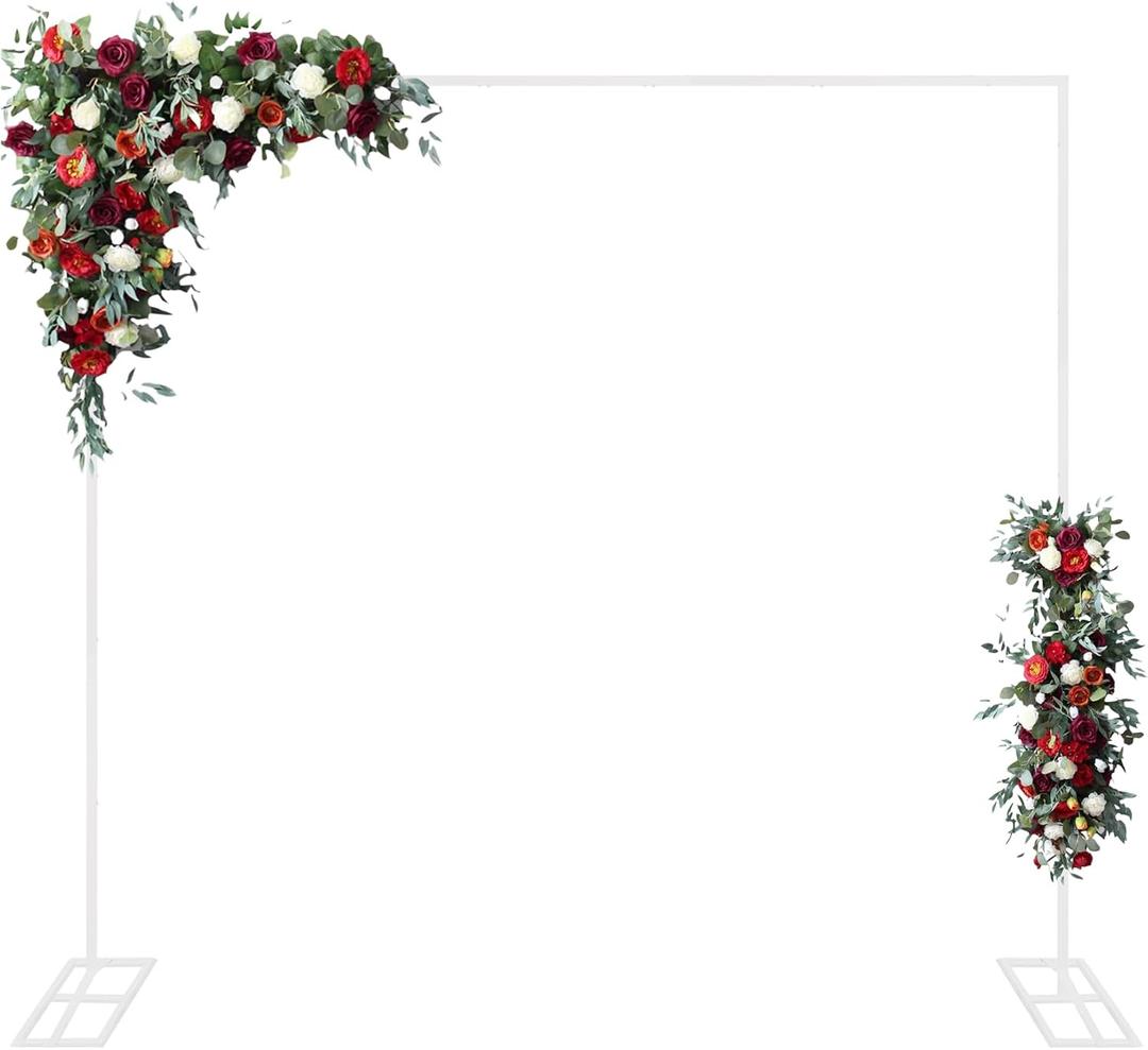 8FTx8FT Wedding Arch Backdrop Stand Square Metal Rectangular Arch Frame Balloon Arch Stand for Wedding Birthday Party Baby Shower Bridal Shower Photography Decoration White