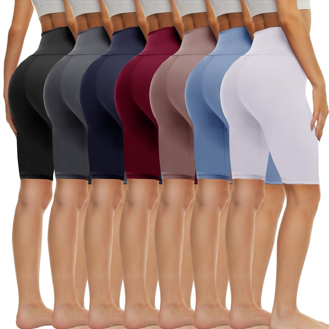 TNNZEET 7 Pack Biker Shorts for Women - 5''/8''/3'' High Waisted Workout Tummy Control Spandex Gym Shorts for Yoga Athletic