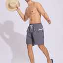 SILKWORLD Men Swim Trunks with Compression Liner 7" Bathing Suits Quick Dry Swimming Shorts with Zipper Pocket (XXL)