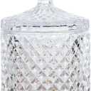 Colorful Crystal Glass Candy Snack Barrel Storage Jar Embossed Luxury Cookie Buffet Canister With Lids Jewelry Box Jar Biscuit Containers(Clear)