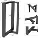 Metal Table Legs 28 inch Height x 35 inch Wide with Adjustable Protector Feet, Industrial & Rustic Style Heavy Duty Metal Furniture Legs for Desk/Table, (Bear Up to 800lb), Black, T-Shape Set of 2, H28" × W35"