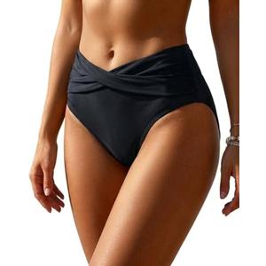 Talisea Women Full Coverage Bikini Bottom - V Cut Bathing Suit Bottoms Mid Waist Twist Front Swimsuit Bottom Swimwear 2025, Size M