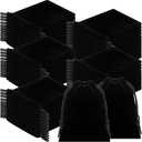 Sweetude 100 Pieces Valentine's Day Velvet Drawstring Bags Jewelry Pouches Bulk 2.76 x 3.54 Inches Wedding Mini Gift Bags for Party Favors(Black)