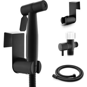 Handheld Toilet Bidet Sprayer for Toilet-Adjustable Water Pressure Control with Bidet Hose for Feminine Wash, Stainless Steel Brushed Nickel Cloth Diaper for Baby Wash (Matte Black, 1 Pack)