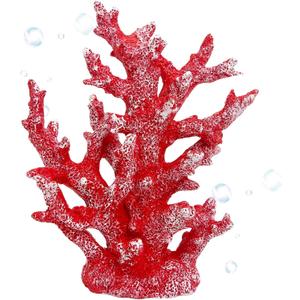 PINVNBY Aquarium Coral Decorations Artificial Coral Reef Decor Resin Fish Tank Plants Ornament Fish Tank Accessories for Aquarium Landscape (Red) (Style 1-red)