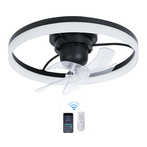 DSGSANO 20" Black Ceiling Fan with Light and Remote - Smart 360° Rotating Ceiling Fan, Adjustable 3000-6500K Color Temperature, 6 Speed Settings