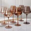 Physkoa Venus Wine Glasses Set of 6-18oz Hand Blown Amber Wine Glass with Stem, Unique Melanin Colored Wine Glasses, Mocha Mousse-Inspired Colors Glassware for Home Decor & Gifts