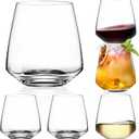 Stemless Wine Glasses Set of 6-15ozHand-Blown Durable Red White Wine Glasses,Unique Crystal Gifts for Him/Her for Wedding, Birthday,Mothers Day
