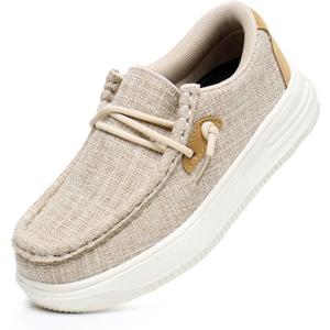 Blikcon Boys Girls Slip-On Casual Boat Shoes Light-Weight Lace Up Loafers(Toddler/Little Kid/Big Kid) (Brown), Size: 2 Little Kid