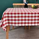 Yofori Gingham Table Cloth for Rectangle Tables Green Checkered Plaid Tablecloth Heavy Duty Cotton Blend Washable & Wrinkle Table Cover for Outdoor Kitchen Dining Picnic Camping (60x84 Inch)