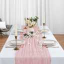 6 Pack Dusty Pink Table Runner Cheesecloth 10Ft Gauze Cheese Cloth Table Runner 35x120 Inch Boho Sheer Rustic Fabric for Summer Holiday Party Decor Baby Shower Wedding Decoration