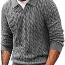 PJ PAUL JONES Men Sweaters V Neck Cable Knit Sweater Fall Casual Slim Fit Pullover M