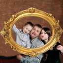 Large Photo Booth Props 32 x 24 Inch Gold Picture Selfie Frame Vintage Photo Round Frame Creative Friends Party Selfie Props Corrugated Plastic Accessories for Wedding Birthday Bachelorette Supplies