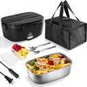 Electric Lunch Box 80W Heated Lunchbox for Adults, 1.5L 12/24/110V Food Warmer Lunch Box for Car/Truck/Office
