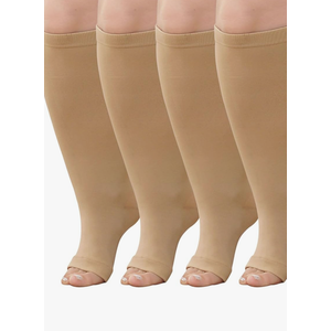 Plus Size Compression Socks: Wide Calf Toeless Stockings for Men Women - Open Toe 20-30 mmHg Compression Hose Support for Travel Nurses 3XL